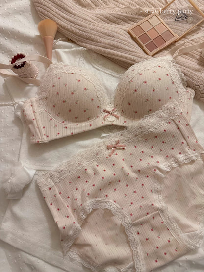 Sweet Floral Print Push-Up Wireless Seamless Bra