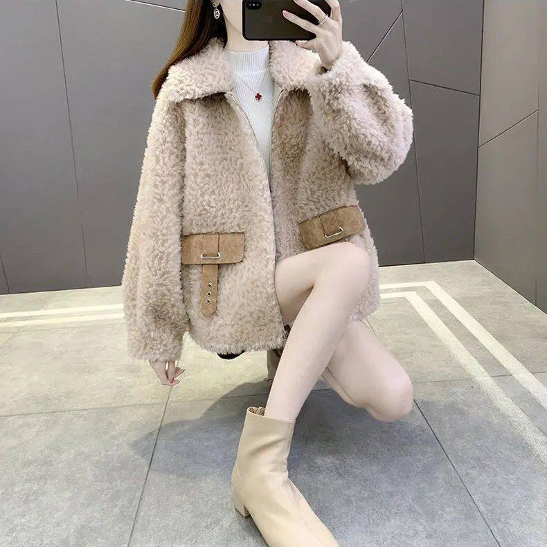 Fashionable Faux Lamb Wool Coat