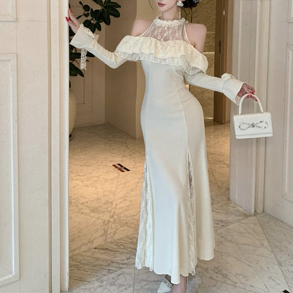 Sexy And Elegant Off-The-Shoulder Ruffled Lace Dress