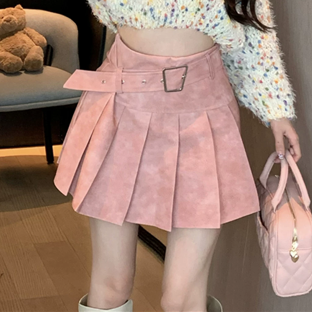 Sexy Colorful Crochet Knit Sweater And Pleated Skirt Set