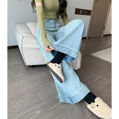 Retro Light Blue Wide-Leg Jeans