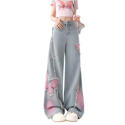 Vintage-Style Butterfly Jeans