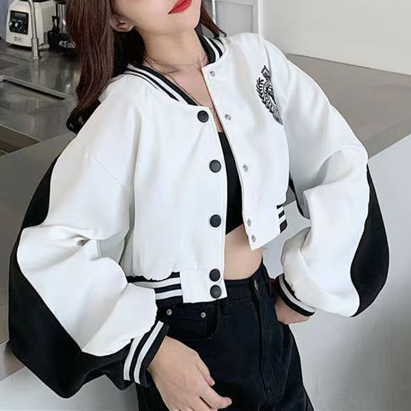 Gray Retro Colorblock Short Jacket