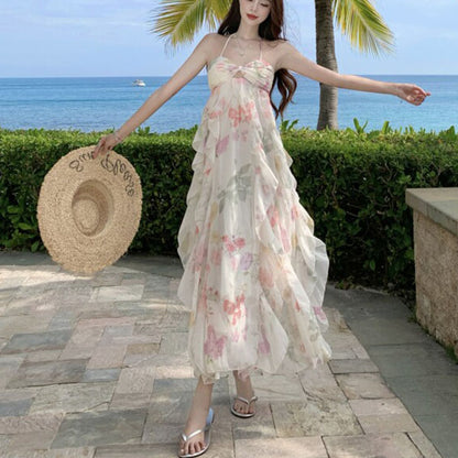 French Retro Floral Print Sundress