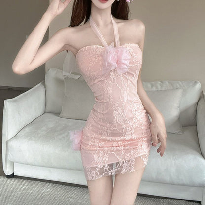 Sweet Mesh And Lace Strapless Dress