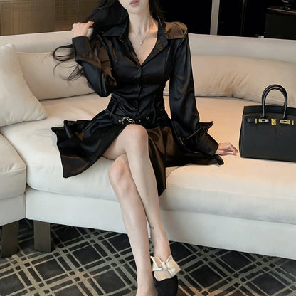 Irregular French Shirt Dress