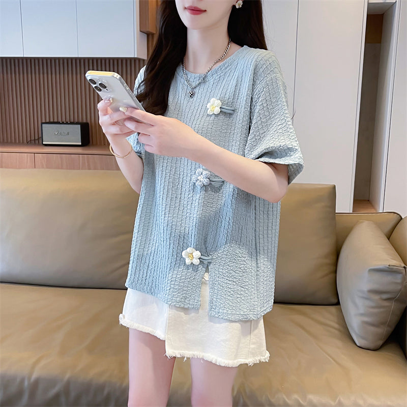 Irregular Flower Short-Sleeved T-Shirt