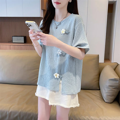 Irregular Flower Short-Sleeved T-Shirt