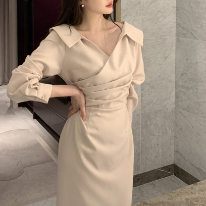 Waist-Cinching Puff Sleeve Tie-Front Dress