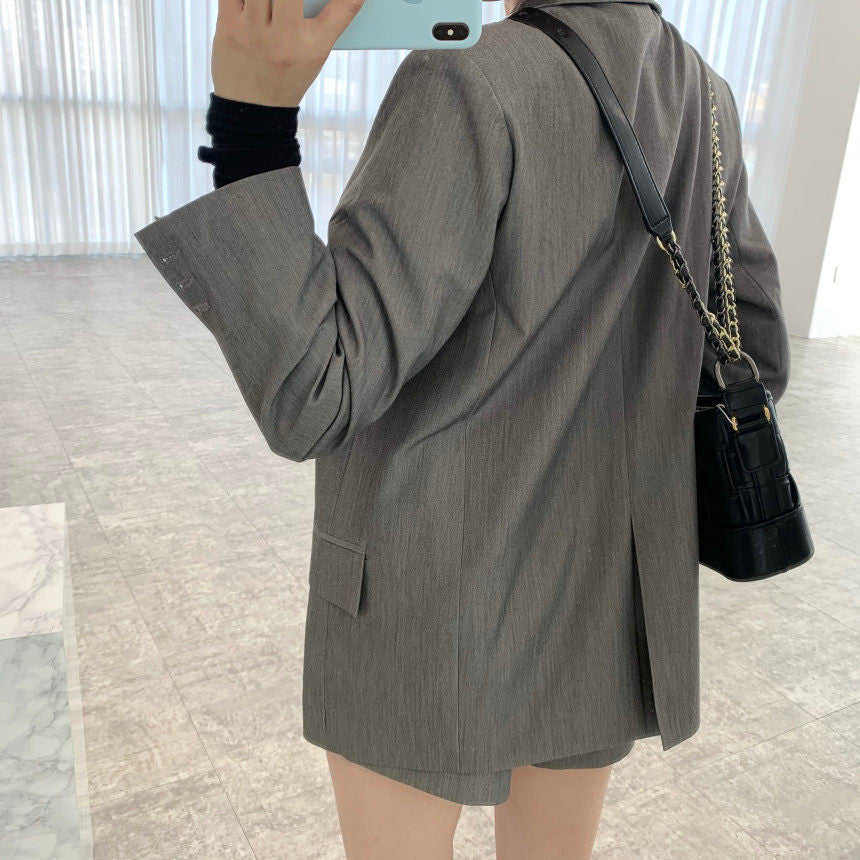 Chic French-Style Elegant Loose-Fitting Suit Jacket And High-Waisted Suit Pants Set