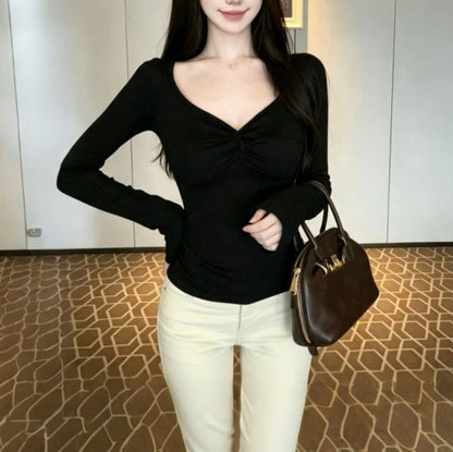 Sexy V-Neck Long-Sleeve T-Shirt