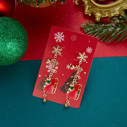 Christmas Party Single-Layer Alloy Reindeer and Bell Collarbone Necklace