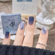 Snowflake smudge blue nail art patch