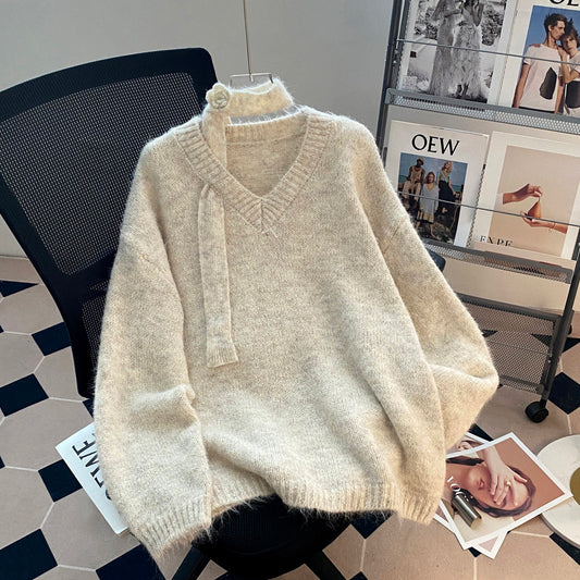 Relaxed-Fit Halter-Neck Knit Sweater