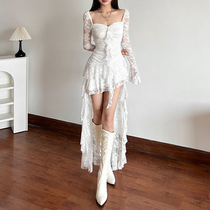 Sexy Lace Long-Sleeved Irregular Dress