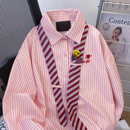 Pink Striped Tie Shirt