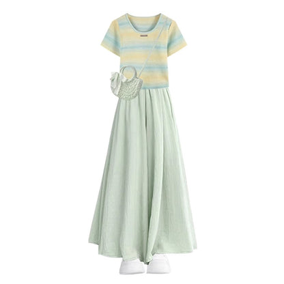 Sweet Yellow Top Casual Skirt Two-Piece Set