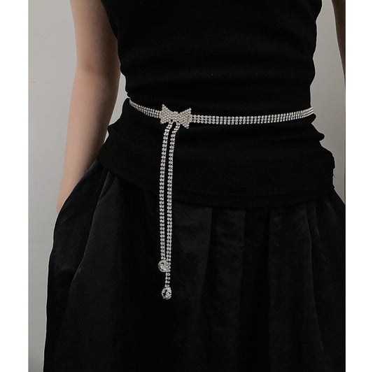 Fashionable Belt With Long Tassels And A Bow Embellishment