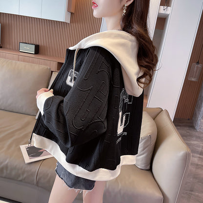 Niche Design Contrast Color Cardigan Jacket