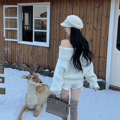 Sweet Plush Off-the-Shoulder Knit Sweater
