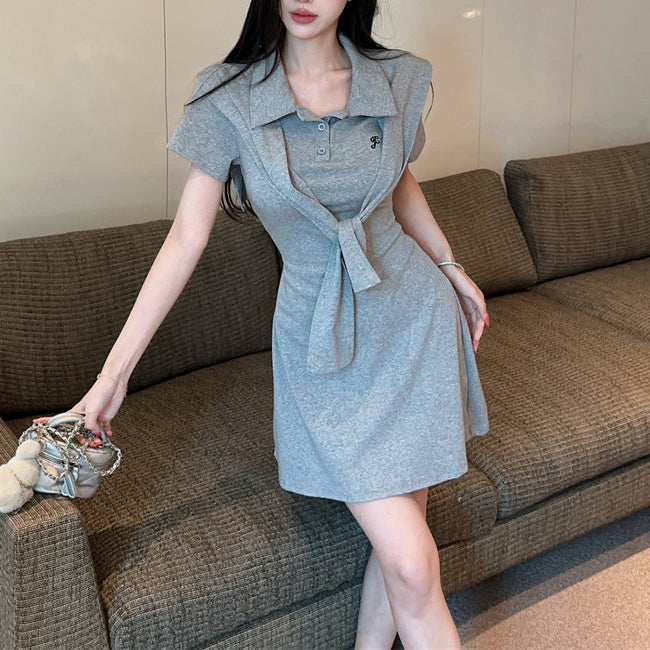 Casual And Stylish Shawl-Style Tie Dress