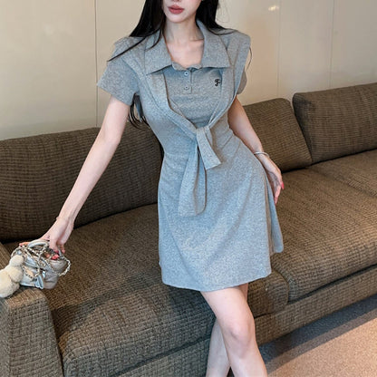Casual And Stylish Shawl-Style Tie Dress