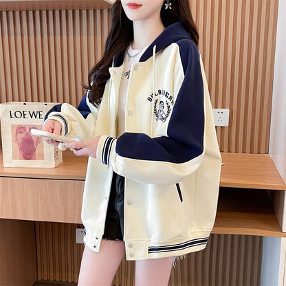 Loose Oversized Colorblock Cardigan Sweatshirt