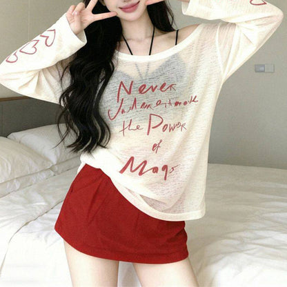 Lazy-Style Long-Sleeve Printed Sun Protection T-Shirt