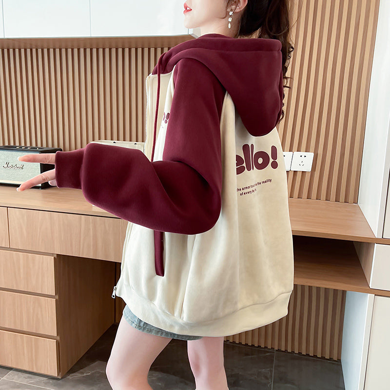 Loose Oversized Contrast Color Cardigan Jacket