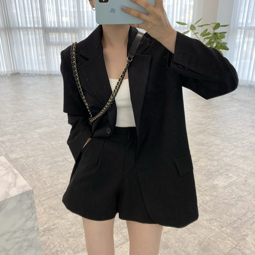 Chic French-Style Elegant Loose-Fitting Suit Jacket And High-Waisted Suit Pants Set