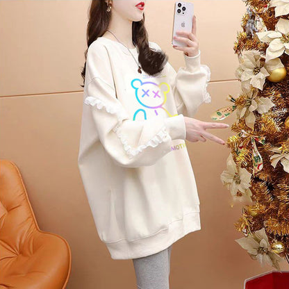 Cartoon Crew Neck Fleece Sweatshirt