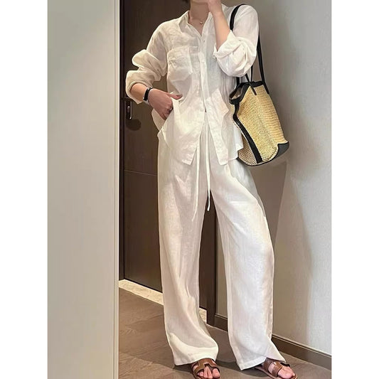 White Linen Old Money Style Shirt