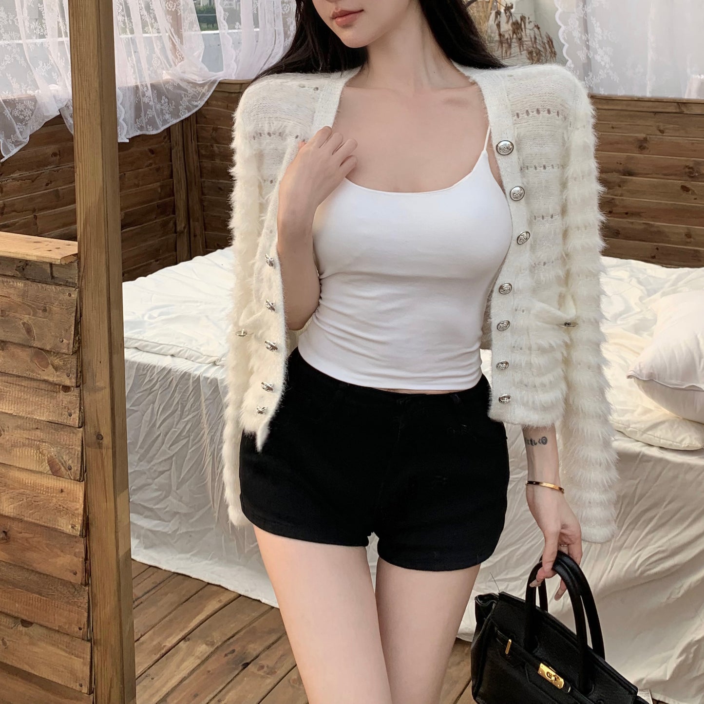 Tassel Loose Knit Single-Breasted Cardigan Sweater Jacket