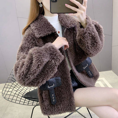 Fashionable Faux Lamb Wool Coat