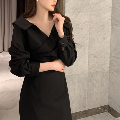 Waist-Cinching Puff Sleeve Tie-Front Dress
