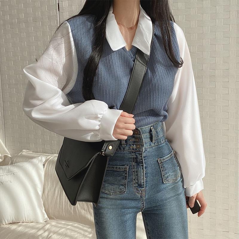 Polo Collar Long-Sleeved Sweatshirt
