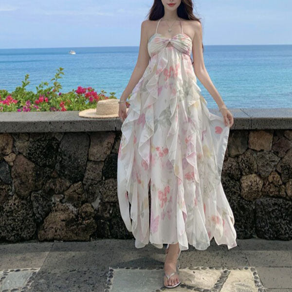 French Retro Floral Print Sundress