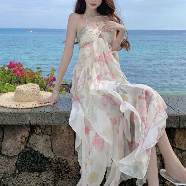 French Retro Floral Print Sundress