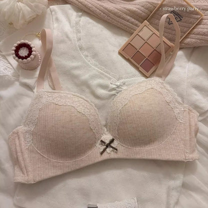 Sweet Floral Print Push-Up Wireless Seamless Bra