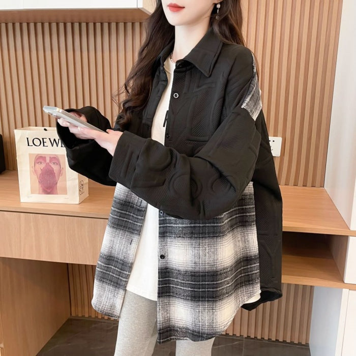 Stylish Color-Blocked Shirt Jacket