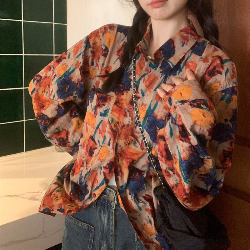 Floral Print Casual Loose-Fitting Shirt