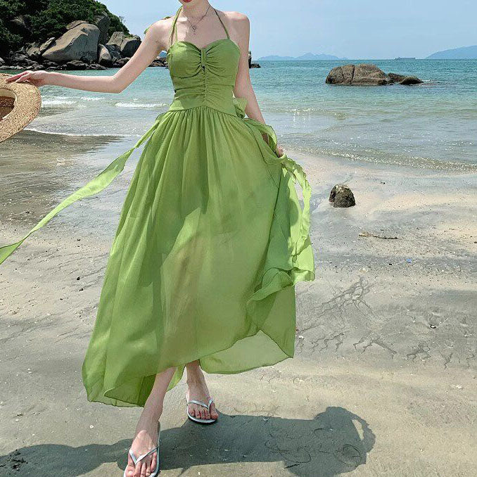 Sexy Backless Halter Top Vacation Dress