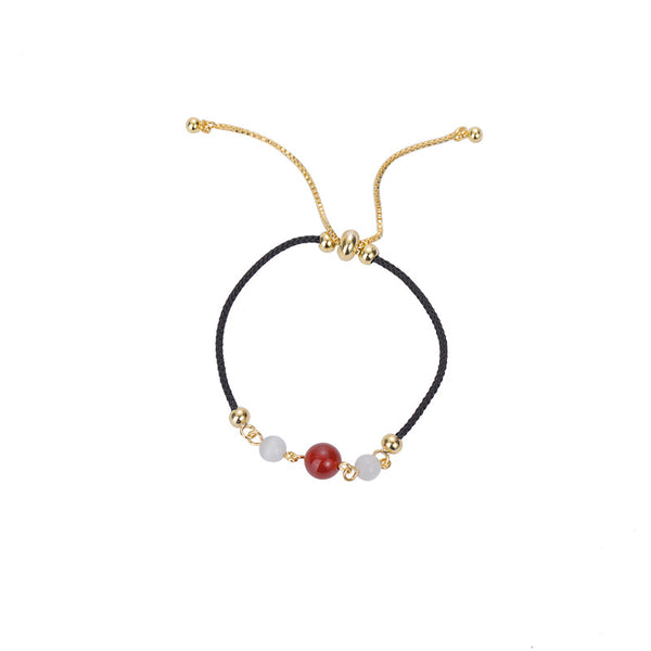 Simple Red Agate Bracelet Moonstone Woven Bracelet