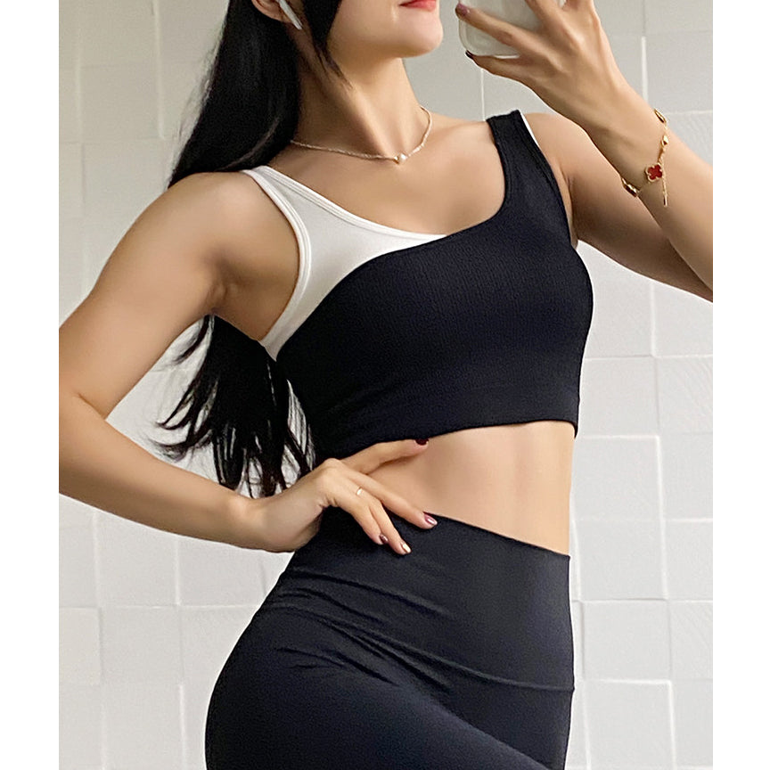 Faux Two-Piece Shockproof Quick-Drying Yoga Tank Top