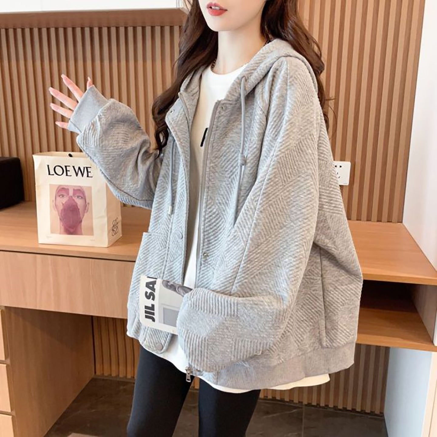 Stylish Grey Hooded Jacket