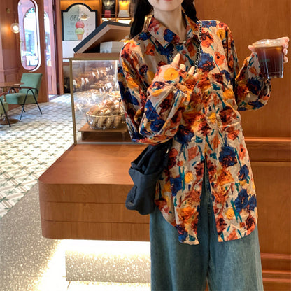 Floral Print Casual Loose-Fitting Shirt