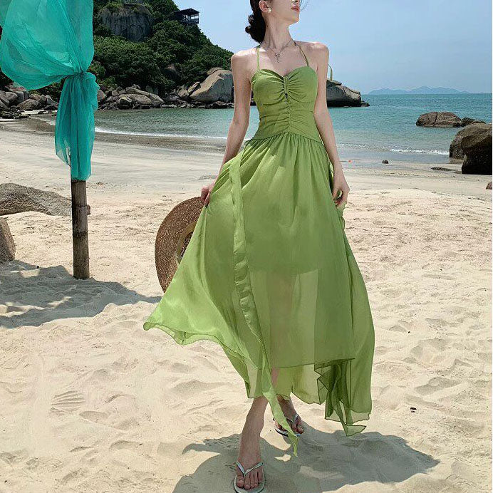 Sexy Backless Halter Top Vacation Dress