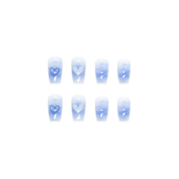 Fresh Gradient Blue and White Heart Nail Patch