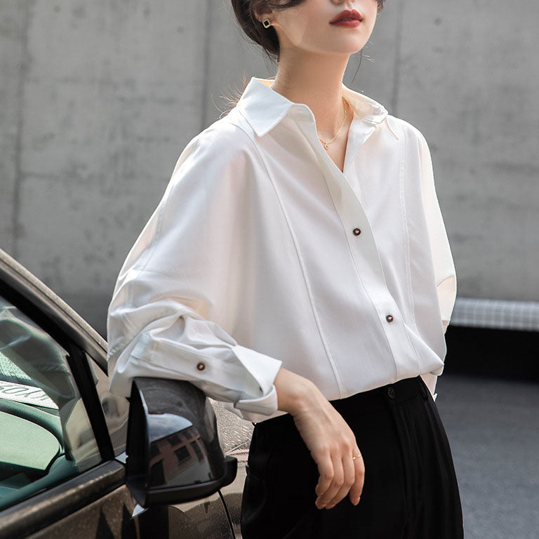 Niche Long-Sleeved Wrinkle-Resistant White Shirt