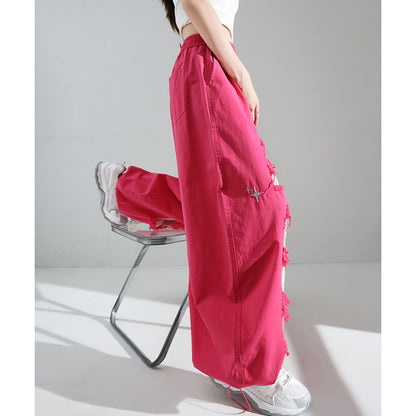 Fashionable Embroidered Lace Patchwork Curved Trousers